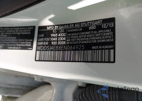 2014 Mercedes-Benz Cla 250 from USA, damaged, VIN WDDSJ4EB8EN064925